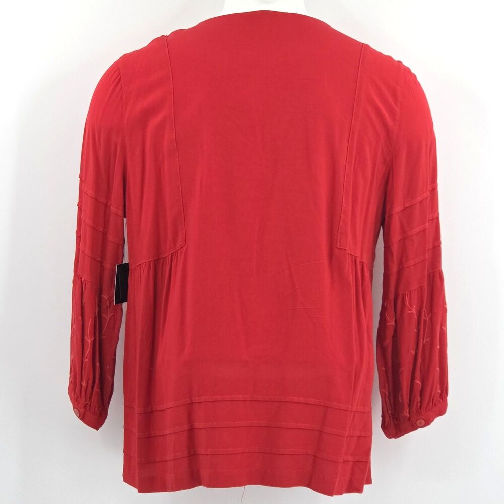 John Mark Embroidered Tunic Top Blouse Shirt Womens Size Large Red Boho Peasant - Picture 2 of 7